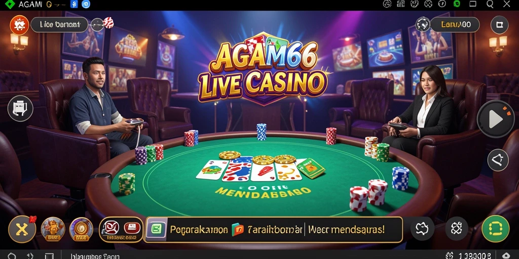 Screenshot AGAM66 menampilkan dealer profesional dalam sesi Live Casino.