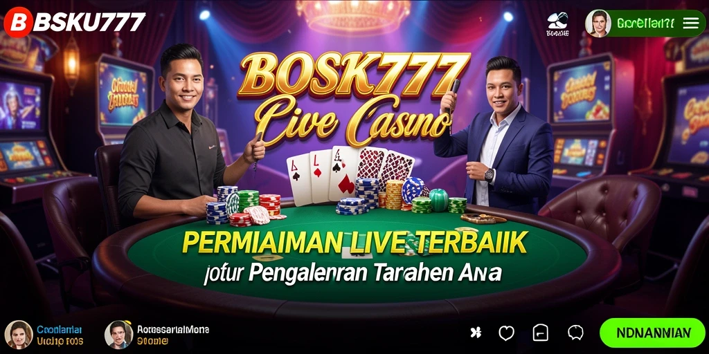 Tampilan screenshot menunjukkan dealer langsung di meja baccarat.