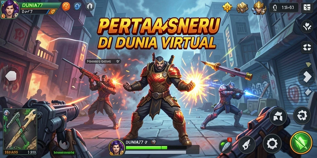 Tampilan gameplay DUNIA77 menampilkan pertarungan yang mendebarkan.