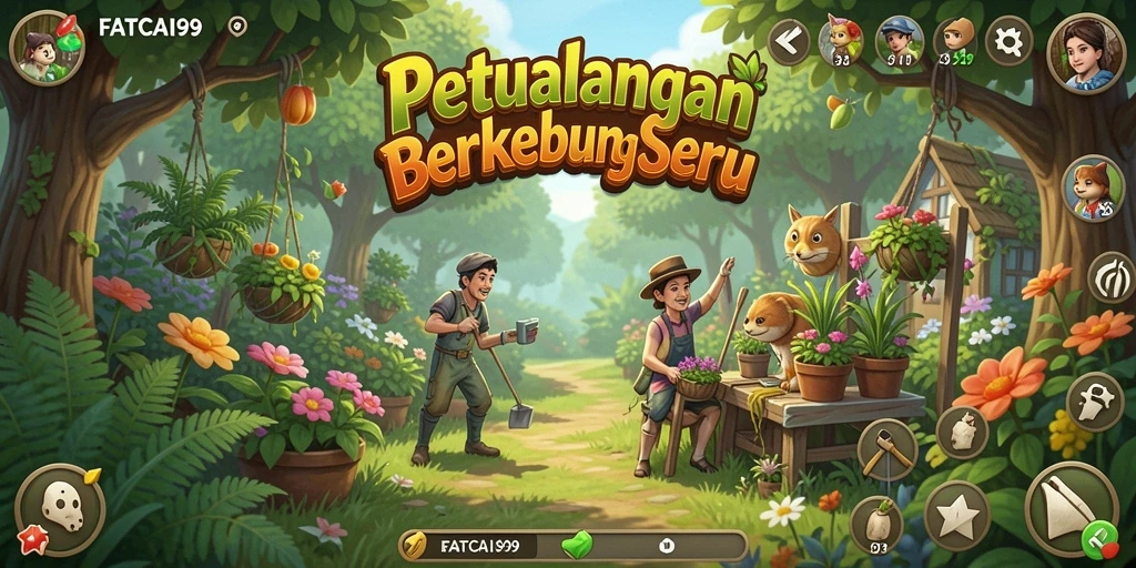 Tampilan gameplay seru dari FATCAI99 dengan beragam tanaman.