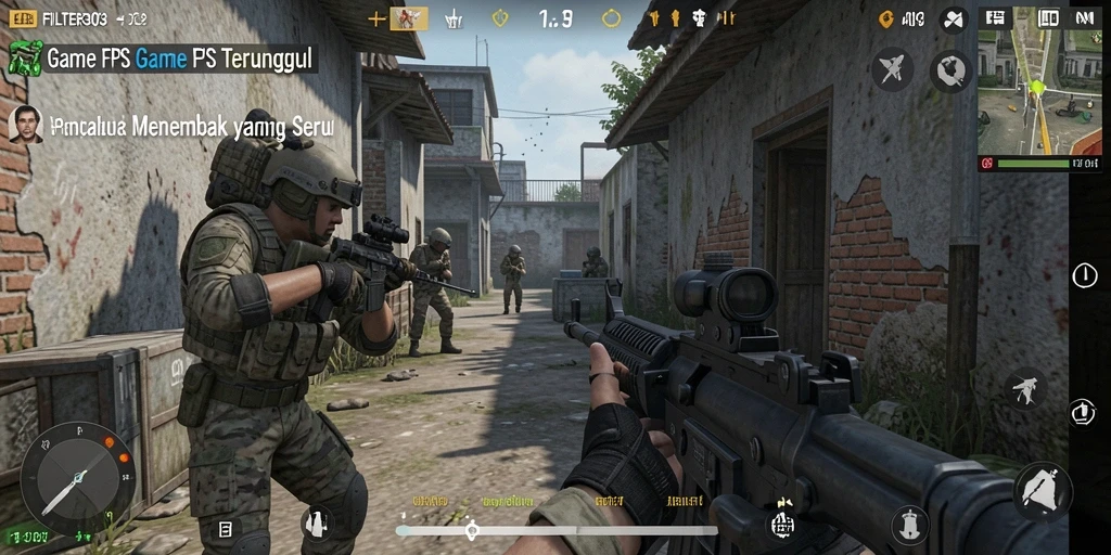 Tampilan gameplay FPS yang mendebarkan dengan aksi intens.