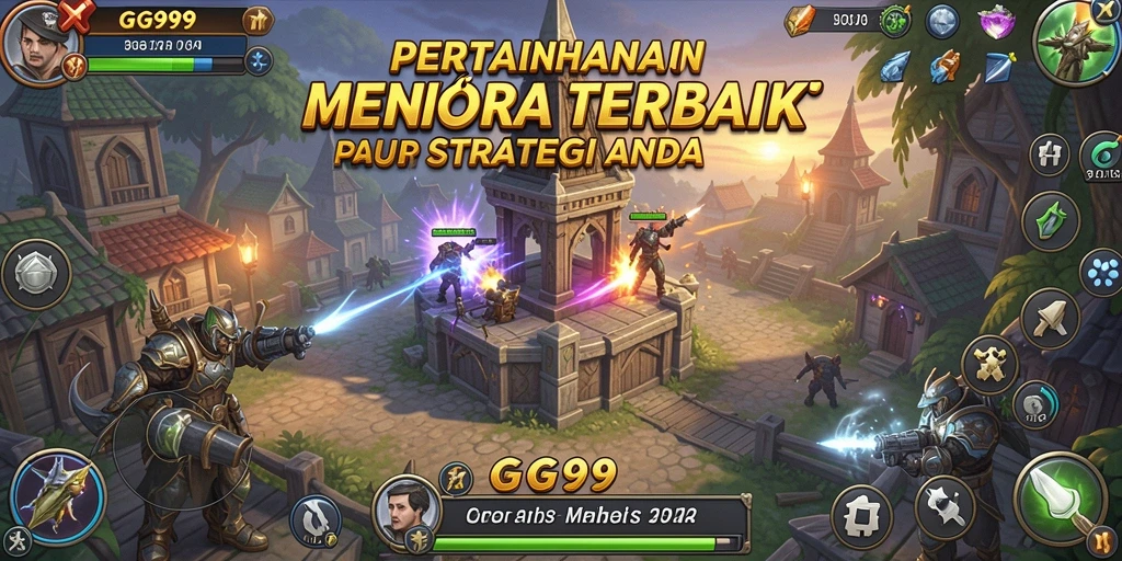 Tampilan gameplay GG999 yang mendebarkan dalam pertempuran Tower Defense.
