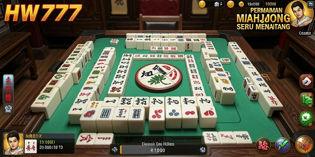 Screenshot utama HW777 menampilkan gameplay Mahjong yang menarik.