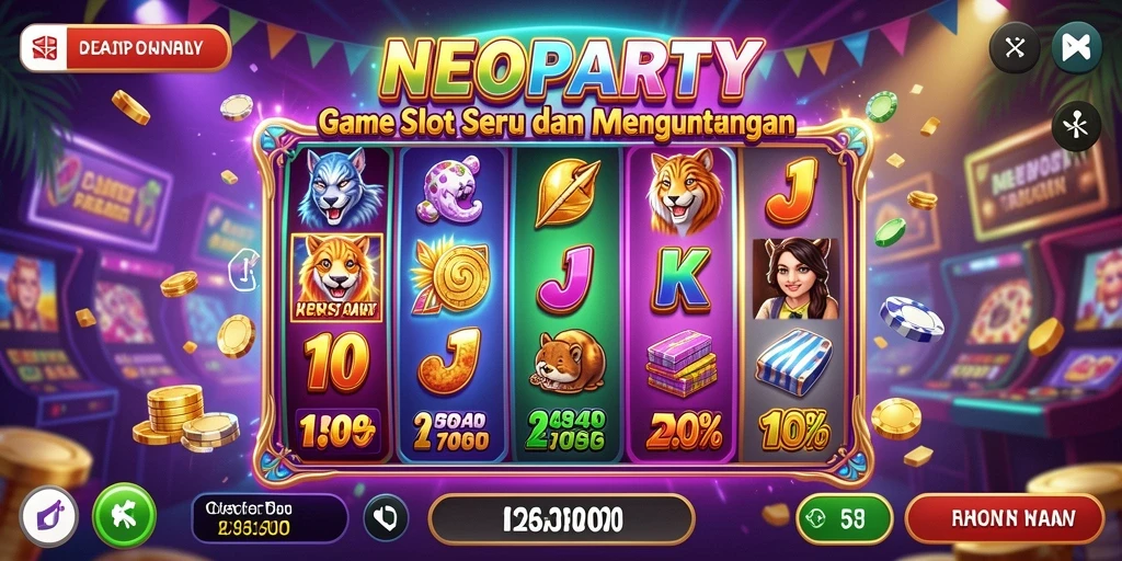 Screenshot NEOPARTY menampilkan gameplay Slot yang mendebarkan dan penuh warna.