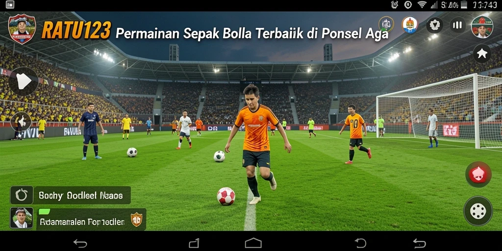 Screenshot gameplay Ratu123 yang menampilkan aksi sepak bola yang mendebarkan.