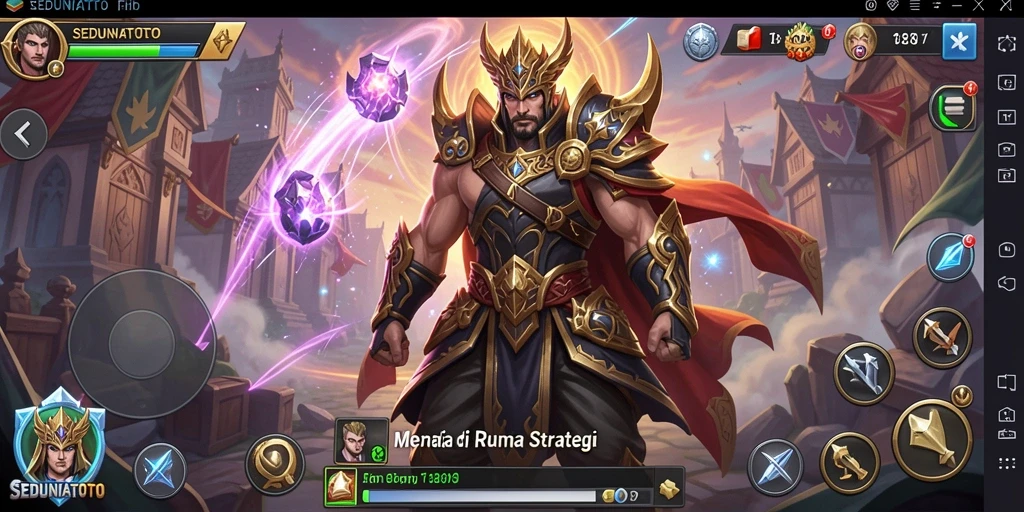 Screenshot utama SEDUNIATOTO menampilkan aksi pertempuran strategis yang mendebarkan.