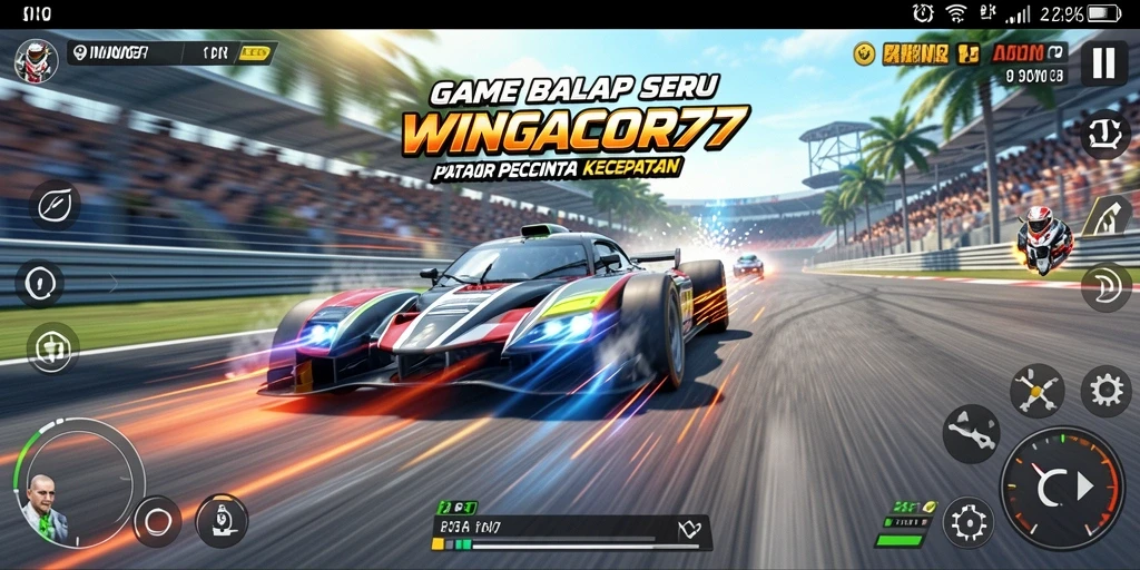 Screenshot dari gameplay seru WINGACOR77 di trek balap yang menegangkan.