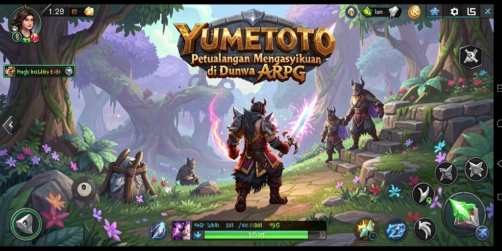 Gameplay menegangkan di dunia fantasi YUMETOTO dengan pertarungan yang seru.